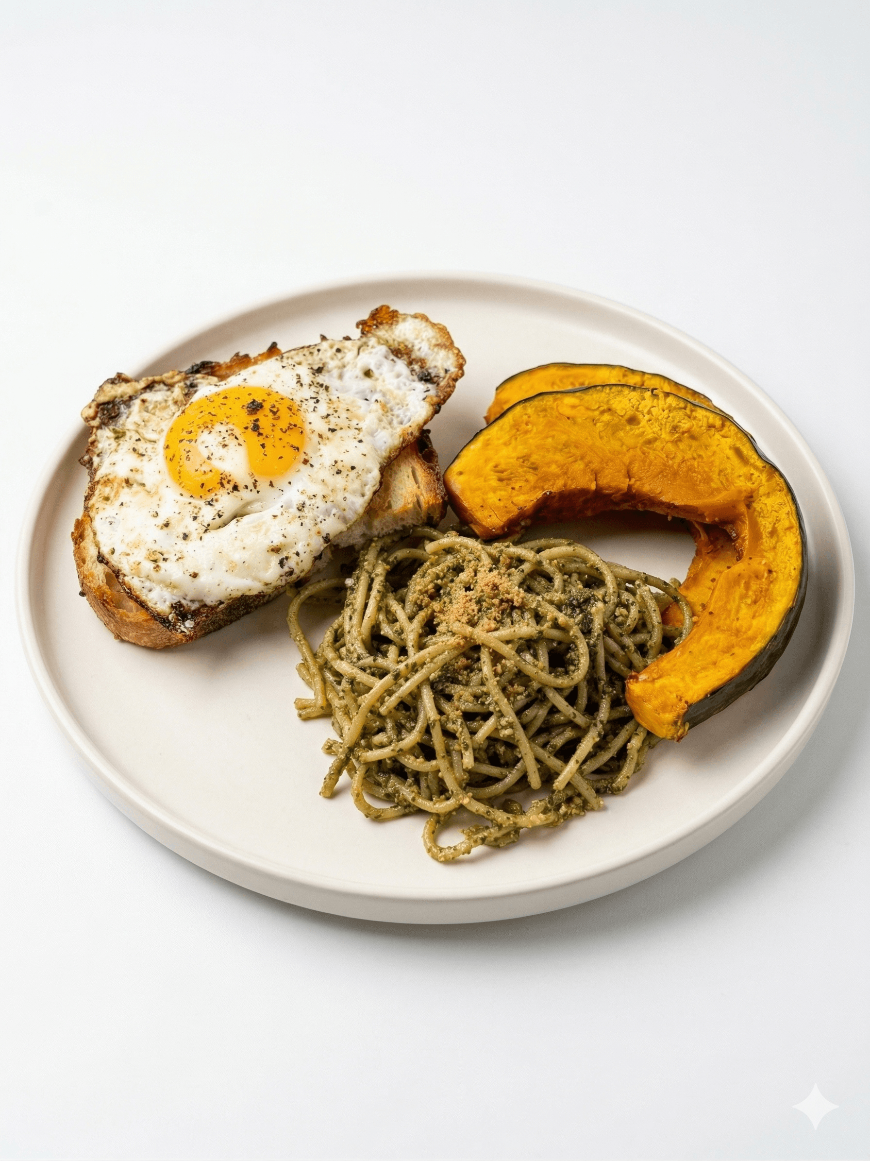 Pesto pasta with roasted squash